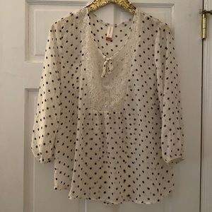 No Boundaries Polka Dot Lace Blouse Size XXL NWT!